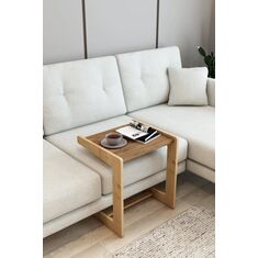 Stewehome Τραπέζι σερβιρίσματος πλευρικό για καναπέ με σχήμα C από mdf Καφέ 45x40 cm 51607568 |  Τραπεζάκια βοηθητικά στο espiti