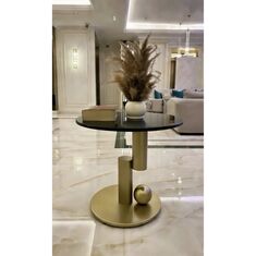 Stewehome Πλευρικό τραπεζάκι με μεταλλική βάση σε χρυσό και μαύρη επιφάνεια Χρυσό 34180922 |  Τραπεζάκια βοηθητικά στο espiti