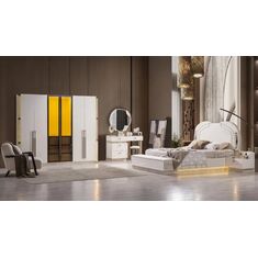 Stewehome Σετ υπνοδωματίου μοντέρνο με ντουλάπα MDF με ράφια και συρτάρια κρεβάτι με βάση και υφασμάτινη ταπετσαρία κομοδίνο και σ Ασβεστόλιθος 240x57x218 cm 48435394 |  Σέτ Κρεβατοκάμαρας στο espiti