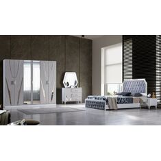 Stewehome Σετ υπνοδωματίου με κρεβάτι με βάση και υφασμάτινη επένδυση κεφαλαριού ντουλάπα με ράφια και μεντεσέδες κομοδίνο και συρ Χρυσό και μπεζ Κουμ 242x54x217 cm 45783904 |  Σέτ Κρεβατοκάμαρας στο espiti