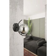 Stewehome Μοντέρνο Μαύρο Aplik Moon με Φιμέ Γυαλί E27 15x8 cm 251548 |  Απλίκες στο espiti