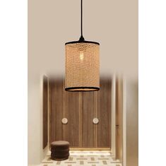 Stewehome Κρεμαστό Φωτιστικό Κυλινδρικό Rattan Hazeran Μπεζ Μοντέρνο 15x65 cm 929837 |  Οροφής στο espiti