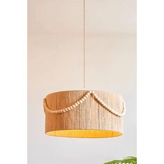 Stewehome Ρουστίκ Boho Κρεμαστό Φωτιστικό με Χάντρες Ψάθινο Μπεζ 35x60 cm 799316 |  Οροφής στο espiti