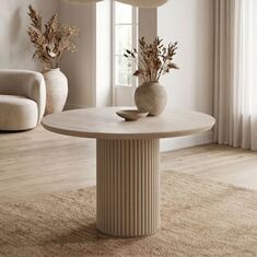 Τραπέζι Hazar Megapap Mdf χρώμα travertine - sandstone Ø100,5x76εκ. |  Τραπέζια στο espiti