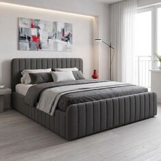 Κρεβάτι διπλό Myrelia pakoworld ανθρακί ύφασμα 160x200εκ |  Κρεβάτια στο espiti