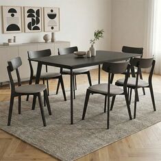 Tραπεζαρία Benson - Toto pakoworld σετ 7τμχ rustic grey - ύφασμα γκρι 150x90x75εκ |  Σετ τραπεζαρίες στο espiti