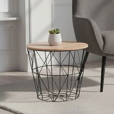 Βοηθητικό τραπέζι σαλονιού Jacot pakoworld oak-μαύρο Φ38x30,5εκ |  Τραπεζάκια βοηθητικά στο espiti