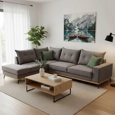 Γωνιακός καναπές δεξιά γωνία Luxury II pakoworld ύφασμα ανθρακί-κυπαρισσί 290x235x95εκ |  Καναπέδες γωνιακοί στο espiti