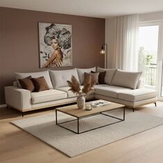 Γωνιακός καναπές αριστερή γωνία Luxury II pakoworld ύφασμα cream-mocha 290x235x95εκ |  Καναπέδες γωνιακοί στο espiti