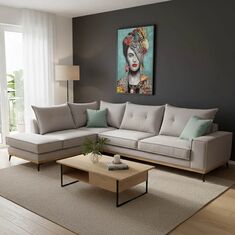 Γωνιακός καναπές δεξιά γωνία Luxury II pakoworld ύφασμα elephant-ciel 290x235x95εκ |  Καναπέδες γωνιακοί στο espiti