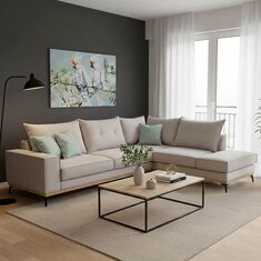 Γωνιακός καναπές αριστερή γωνία Luxury II pakoworld ύφασμα elephant-ciel 290x235x95εκ |  Καναπέδες γωνιακοί στο espiti