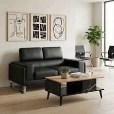 Καναπές Shea pakoworld 2θέσιος pu μαύρο-inox 158x80x87εκ |  Καναπέδες γραφείου στο espiti