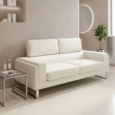 Καναπές Shea pakoworld 3θέσιος PU ivory-inox 198x80x87εκ |  Καναπέδες γραφείου στο espiti