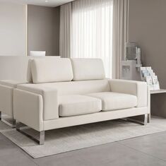 Καναπές Shea pakoworld 2θέσιος PU ivory-inox 158x80x87εκ |  Καναπέδες γραφείου στο espiti