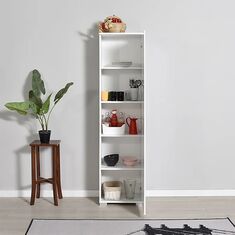 Ντουλάπι-στήλη Chad1 pakoworld λευκό gloss 45x32x169εκ |  Βιτρίνες - Έπιπλα εισόδου στο espiti
