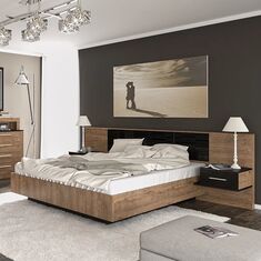Κρεβάτι Romilly pakoworld μαύρο gloss-καρυδί 160x200εκ |  Κρεβάτια στο espiti