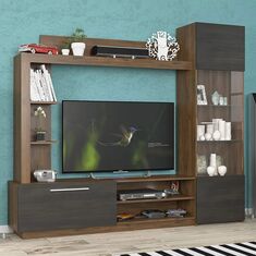 Σύνθετο σαλονιού June pakoworld καρυδί-wenge 204x35x177εκ |  Σετ Προσφοράς στο espiti