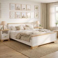 Κρεβάτι Jaden pakoworld golden oak-λευκό antique 160x200εκ |  Κρεβάτια στο espiti