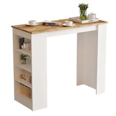 Τραπέζι μπαρ Riff pakoworld λευκό-oak 120x51.5x101.5εκ |  Τραπέζια στο espiti