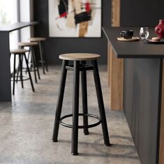 Σκαμπό μπαρ Onyx pakoworld ξύλο δρυς-μέταλλο μαύρο gloss Φ33x77εκ |  Σκαμπώ μπαρ στο espiti