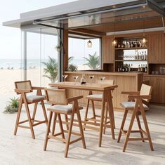 Τραπεζαρία μπαρ Winslow I pakoworld σετ 5τεμ ξύλο rubberwood ανοιχτό καρυδί 120x45x100εκ |  Τραπέζια στο espiti