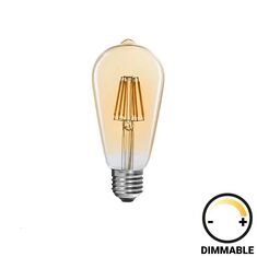 Λαμπτήρας LED ST64 Bulb pakoworld dimmable 8W E27 2700K amber |  Φωτιστικά  στο espiti