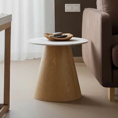 Βοηθητικό τραπέζι Soleire Inart λευκό μαρμάρου sintered stone-μεταλλική βάση Φ50x47.5εκ |  Τραπεζάκια βοηθητικά στο espiti