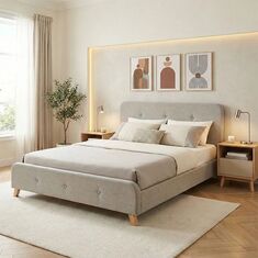 Κρεβάτι διπλό Restel pakoworld ύφασμα γκρι-μπεζ 160x200εκ |  Κρεβάτια στο espiti