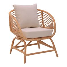 Πολυθρόνα Caxen pakoworld φυσικό rattan-λευκό μαξιλάρι 72x63x75εκ |  Πολυθρόνες τραπεζαρίας στο espiti