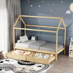 Παιδικό κρεβάτι Mellin τ. Montessori με 2 συρτάρια pakoworld ξύλο πεύκου σε φυσική απόχρωση 90x190εκ |  Κρεβάτια στο espiti