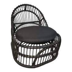 Πολυθρόνα Tromso paakoworld pe rattan σε μαύρη απόχρωση με μαύρο μαξιλάρι 80x85x98εκ |  Πολυθρόνες κήπου στο espiti
