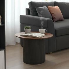 Τραπέζι σαλονιού Dovel pakoworld mdf σε καρυδί-μαύρο μέταλλο Φ70x45εκ |  Τραπεζάκια σαλονιού στο espiti