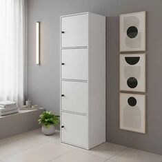 Ντουλάπι-στήλη Gabino pakoworld σε λευκή απόχρωση 40x39x158εκ |  Σετ Μπάνιου στο espiti
