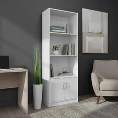 Βιβλιοθήκη Tekaro pakoworld σε λευκή απόχρωση 60x29x166εκ |  Βιβλιοθήκες στο espiti