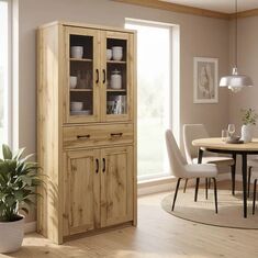Βιτρίνα-ντουλάπα Nisso pakoworld σε oak απόχρωση 80x40x183.5εκ |  Βιβλιοθήκες στο espiti