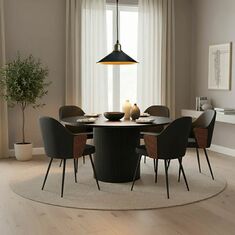 Τραπέζι Karulo pakoworld mdf σε μαύρη απόχρωση Φ120x76εκ |  Τραπέζια στο espiti