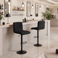 Σκαμπό μπαρ Remina pakoworld πτυσσόμενο μαύρο βελούδο-βάση μαύρο μέταλλο 44x44x112εκ |  Σκαμπώ μπαρ στο espiti