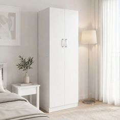 Ντουλάπα δίφυλλη Athos pakoworld σε λευκή απόχρωση 60x42x180εκ |  Ντουλάπες ρούχων στο espiti