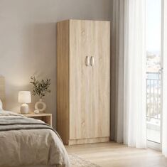 Ντουλάπα δίφυλλη Athos pakoworld σε sonoma απόχρωση 60x42x180εκ |  Ντουλάπες ρούχων στο espiti
