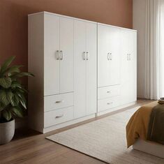 Ντουλάπα οχτάφυλλη Athos pakoworld λευκή 241x42x181εκ |  Ντουλάπες ρούχων στο espiti