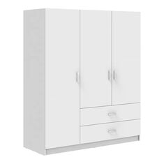 Ντουλάπα τρίφυλλη Royal pakoworld με συρτάρια λευκό 150x58x177εκ |  Ντουλάπες ρούχων στο espiti