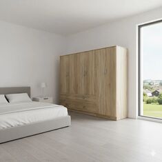 Ντουλάπα εξάφυλλη Athos pakoworld sonoma 240x42x180εκ |  Ντουλάπες ρούχων στο espiti