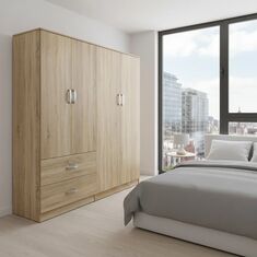 Ντουλάπα τετράφυλλη Athos pakoworld sonoma 160x42x180εκ |  Ντουλάπες ρούχων στο espiti