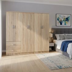 Ντουλάπα εξάφυλλη Athos Ι pakoworld sonoma 200.5x42x180εκ |  Ντουλάπες ρούχων στο espiti