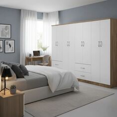 Ντουλάπα οχτάφυλλη Athos pakoworld sonoma-λευκή 241x42x181εκ |  Ντουλάπες ρούχων στο espiti