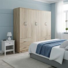 Ντουλάπα εξάφυλλη Athos pakoworld Sonoma 200.5x42x180εκ |  Ντουλάπες ρούχων στο espiti