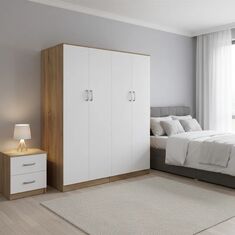Ντουλάπα τετράφυλλη Athos Ι pakoworld sonoma-λευκό 160x42x180εκ |  Ντουλάπες ρούχων στο espiti