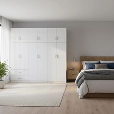 Ντουλάπα εξάφυλλη με πατάρι Athos I pakoworld λευκή 240x42x240εκ |  Ντουλάπες ρούχων στο espiti
