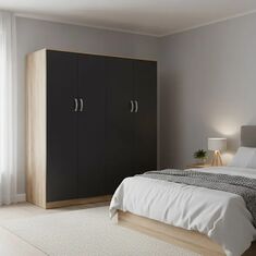 Ντουλάπα τετράφυλλη Athos Ι pakoworld sonoma-ανθρακί 160x42x180εκ |  Ντουλάπες ρούχων στο espiti