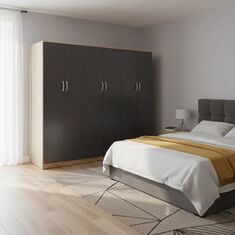 Ντουλάπα εξάφυλλη Athos ΙΙ pakoworld sonoma-ανθρακί 240x42x180εκ |  Ντουλάπες ρούχων στο espiti